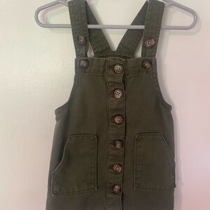 Wonder Nation Toddler Olive Green Button-Up Overalls Dress - Size 18M